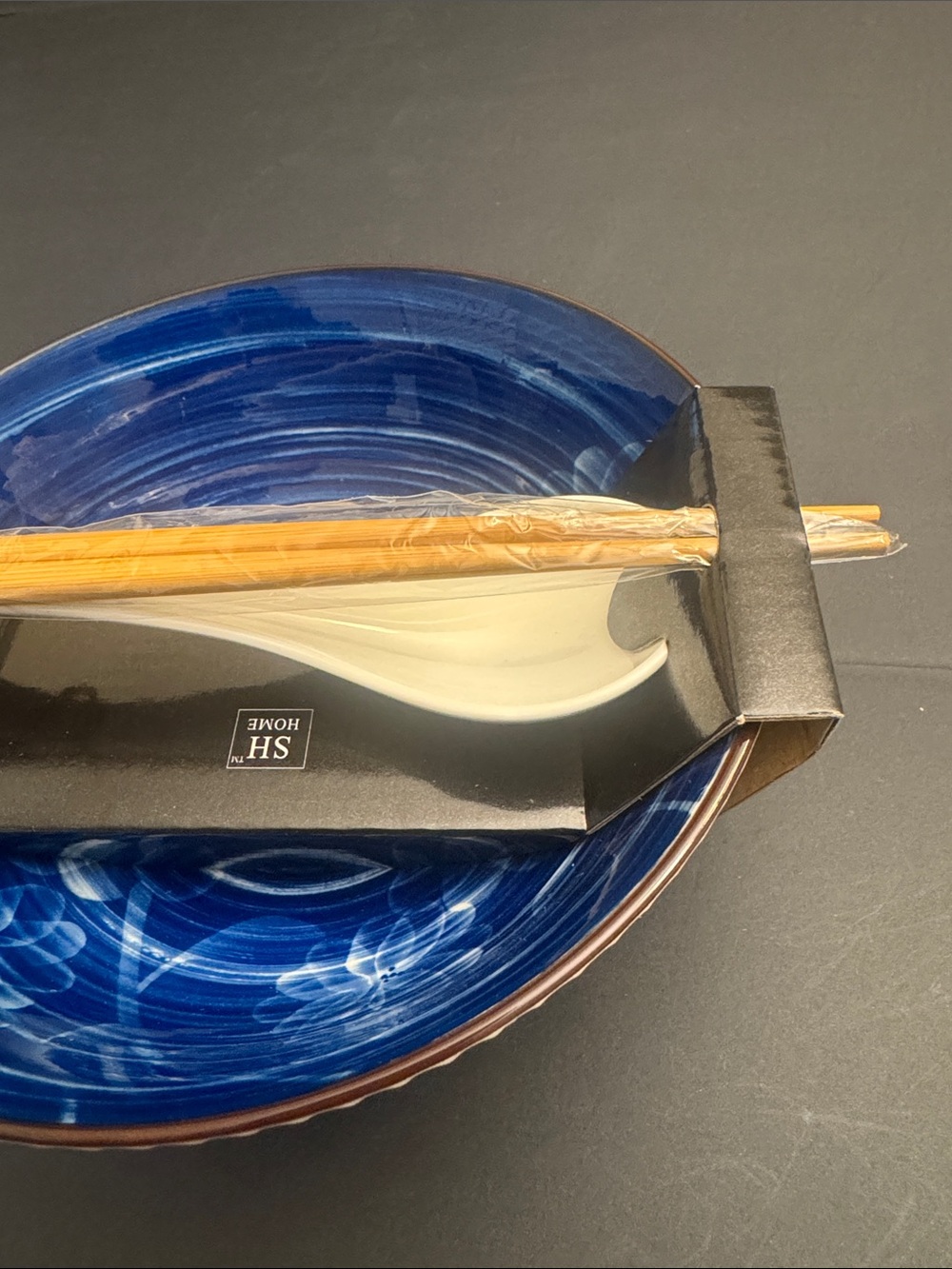 SH Home 4pc Ceramic Noodle Bowl Flower Dreams  with Chopstick & Spoon Set -43oz - Picture 6 of 10